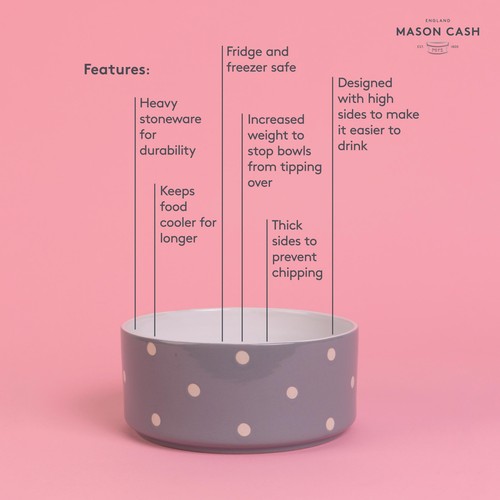 Mason Cash Polka Dot Grey 18cm Pet Bowl thumbnail 4