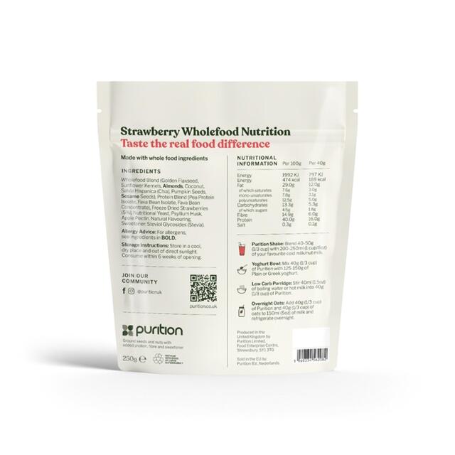 Purition Strawberry Vegan Wholefood Nutrition Powder thumbnail 2
