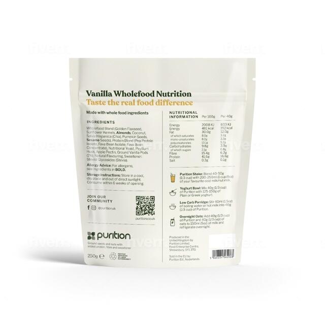Purition Vanilla Vegan Wholefood Nutrition Powder thumbnail 2