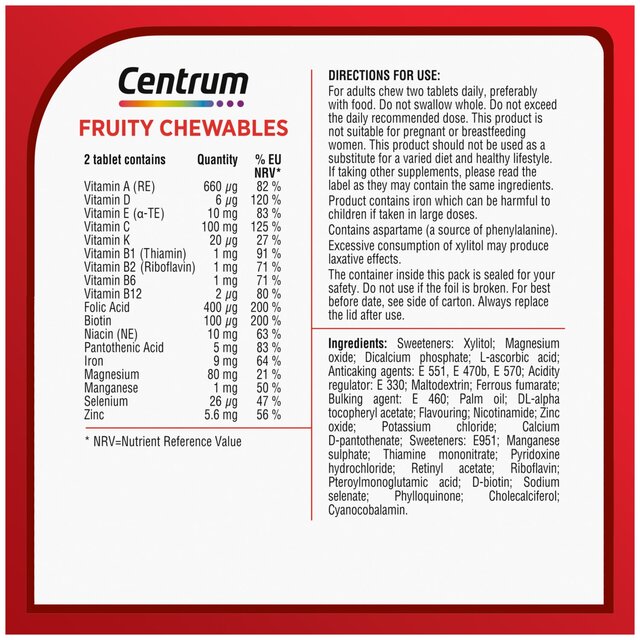 Centrum Fruity Chewables Multivitamins with Vitamin D & C Tablets thumbnail 2