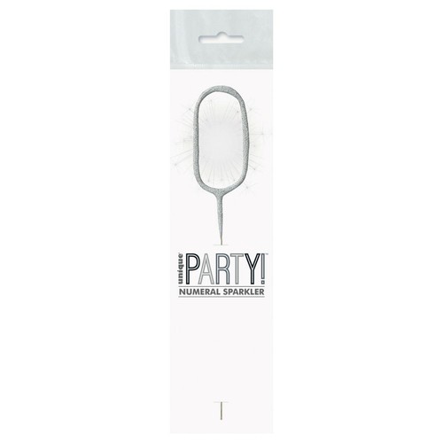 Silver Sparkler Candle Number 0 thumbnail 2