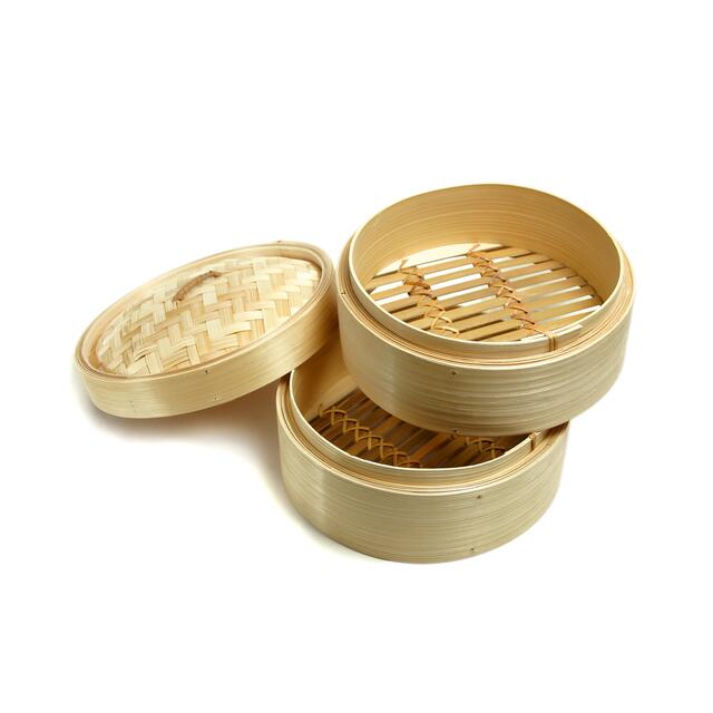 Ken Hom 2-Tier Bamboo Steamer Baskets, 20cm thumbnail 2