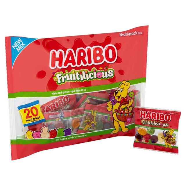 Haribo Fruitilicious 20 Mini Bags Sugar Reduced Sweets thumbnail 2