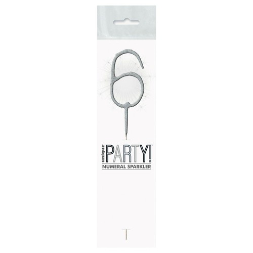 Silver Sparkler Candle Number 6 thumbnail 2