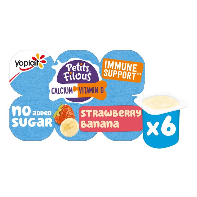 Petits Filous Kids No Added Sugar Strawberry & Banana Yoghurt Pots thumbnail 2