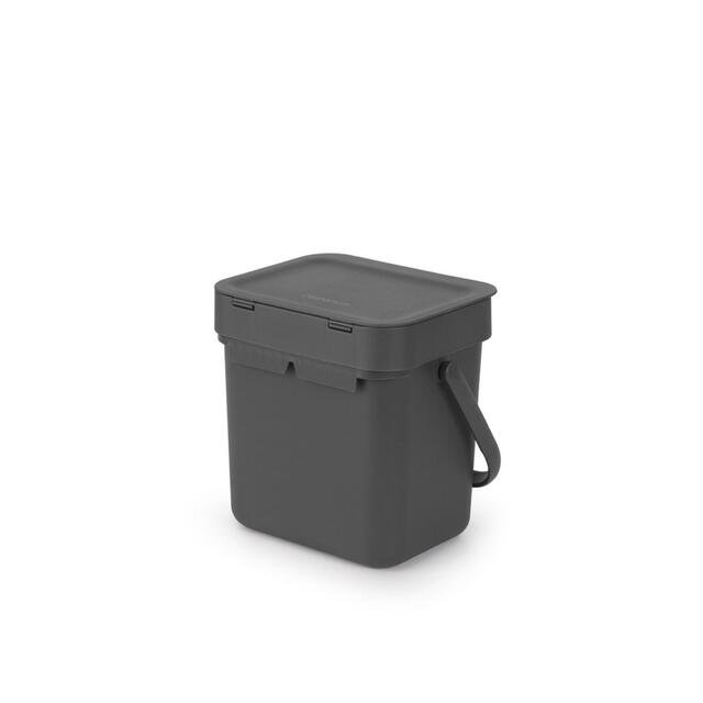 Brabantia 3 Litre Grey Sort & Go Waste Bin thumbnail 2