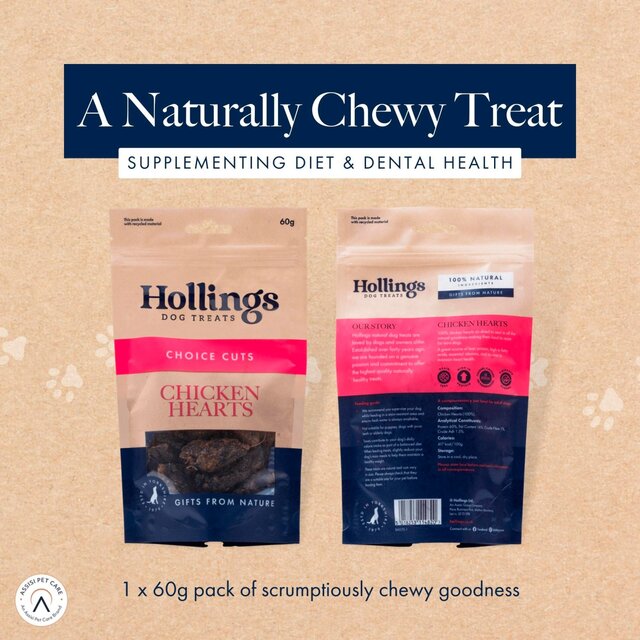 Hollings 100% Natural Chicken Hearts Dog Treats thumbnail 4