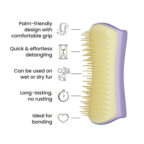Pet Teezer Detangling Dog Grooming Brush Small - Lilac / Yellow thumbnail 4