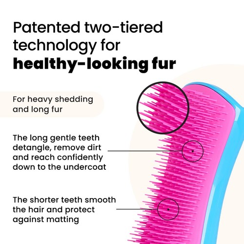 Pet Teezer De-shedding Dog Grooming Brush - Blue / Pink thumbnail 2
