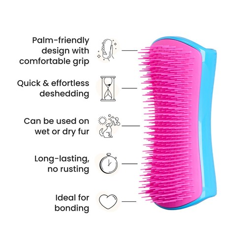 Pet Teezer De-shedding Dog Grooming Brush - Blue / Pink thumbnail 4