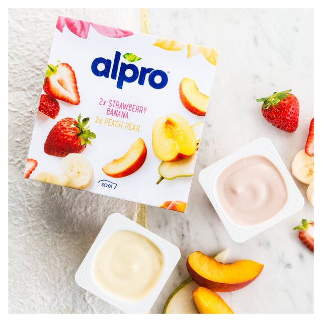 Alpro No Bits Strawberry-Banana & Peach-Pear Yoghurt Alternative thumbnail 3