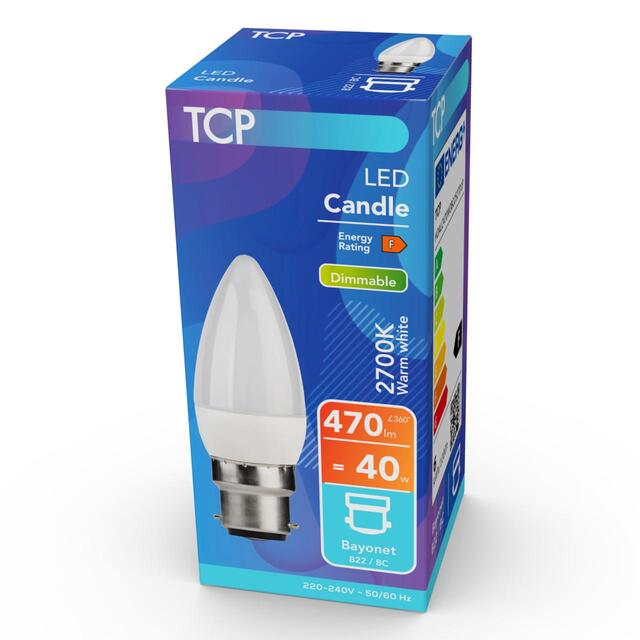 TCP Dimmable Candle Bayonet 40W Light Bulb thumbnail 2