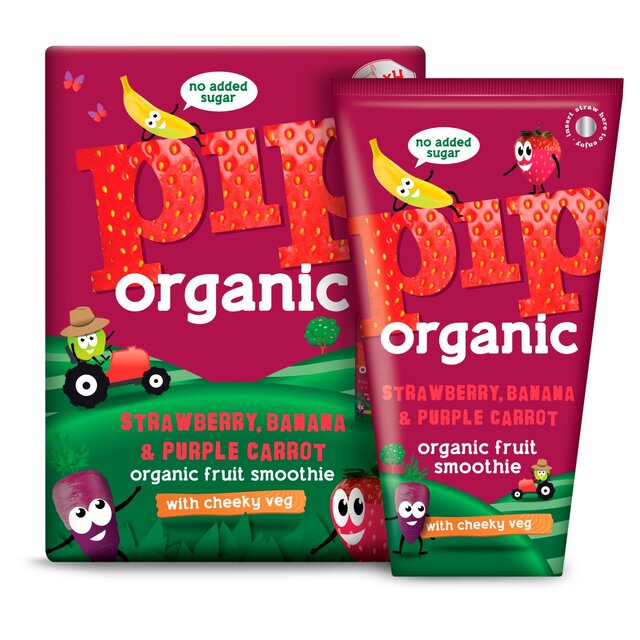 Pip Organic Kids Strawberry, Banana & Purple Carrot Smoothie Cartons