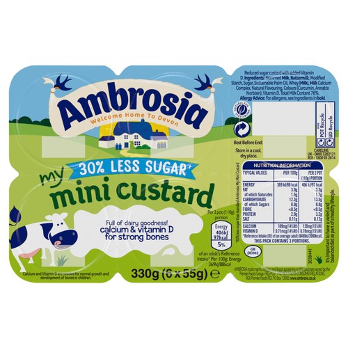Ambrosia Mini Reduced Sugar Custard Dessert Snack Pots thumbnail 3