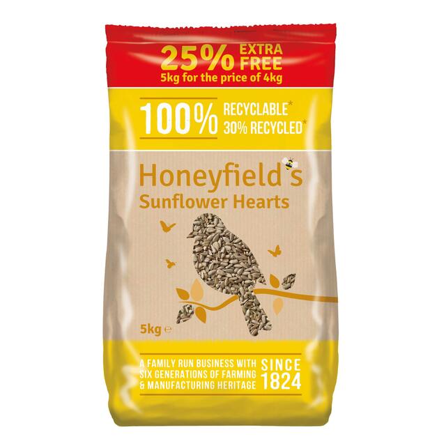 Honeyfield's Sunflower Hearts Wild Bird Food 25% Extra Free
