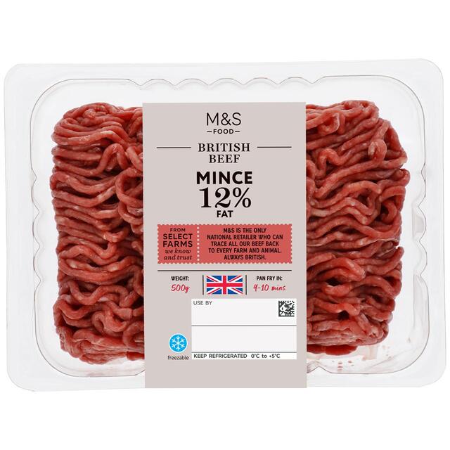 M&S Select Farms British Beef Mince 12% Fat