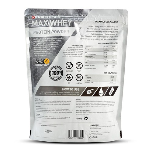Maximuscle Chocolate Max Whey Protein Powder  thumbnail 2