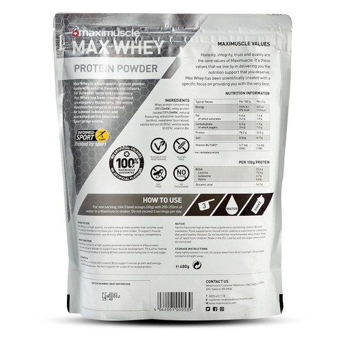 Maximuscle Vanilla Max Whey Protein Powder  thumbnail 2