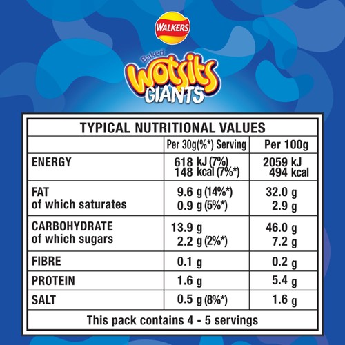 Walkers Wotsits Giants Really Cheesy Sharing Snacks Crisps 130g thumbnail 5