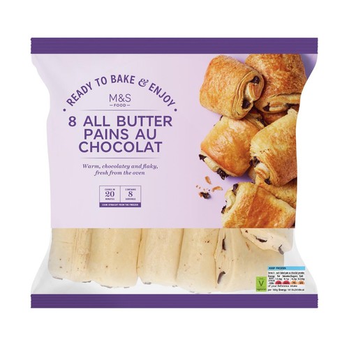 M&S 8 Ready to Bake Pain Au Chocolat Frozen thumbnail 2