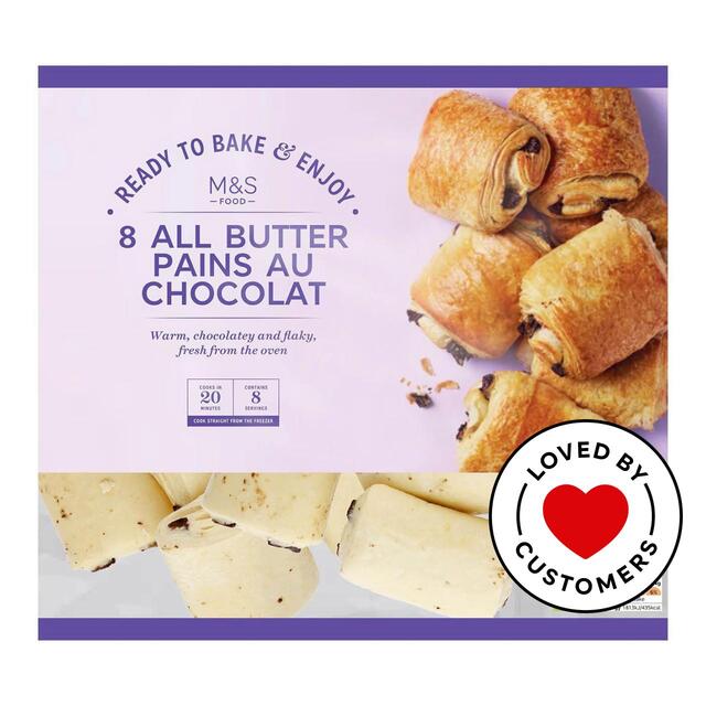 M&S 8 Ready to Bake Pain Au Chocolat Frozen