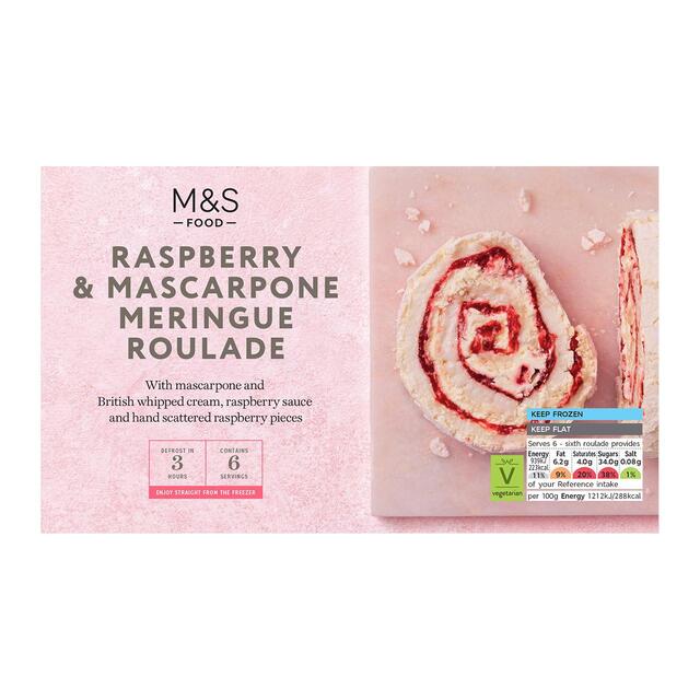 M&S Raspberry & Mascarpone Meringue Roulade Frozen thumbnail 3