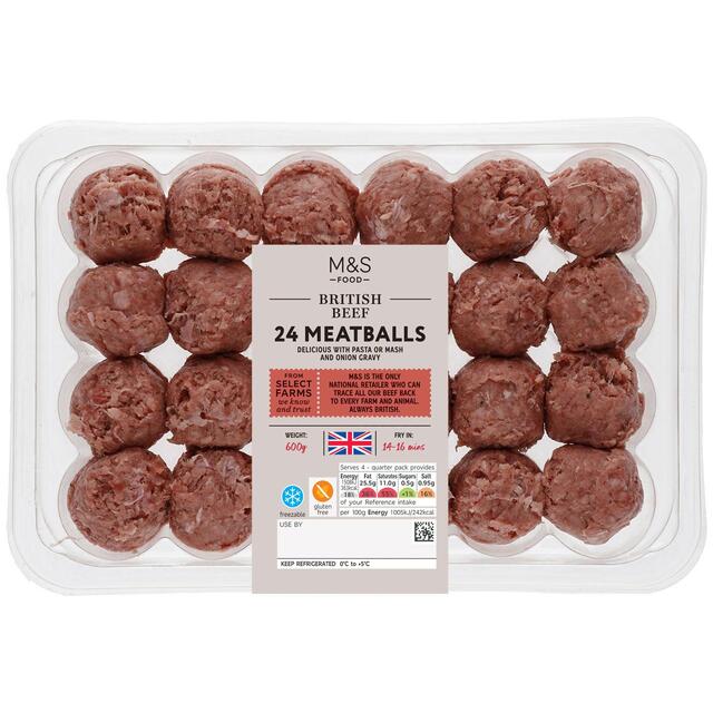 M&S Select Farms British 24 Beef Meatballs