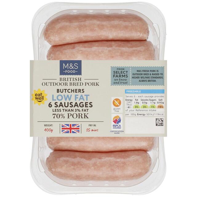 M&S Butchers British Low fat 6 Pork Sausages