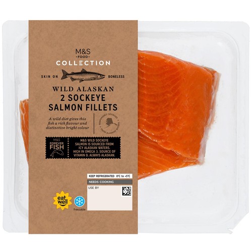 M&S Collection Wild Pacific 2 Sockeye Salmon Fillets thumbnail 2