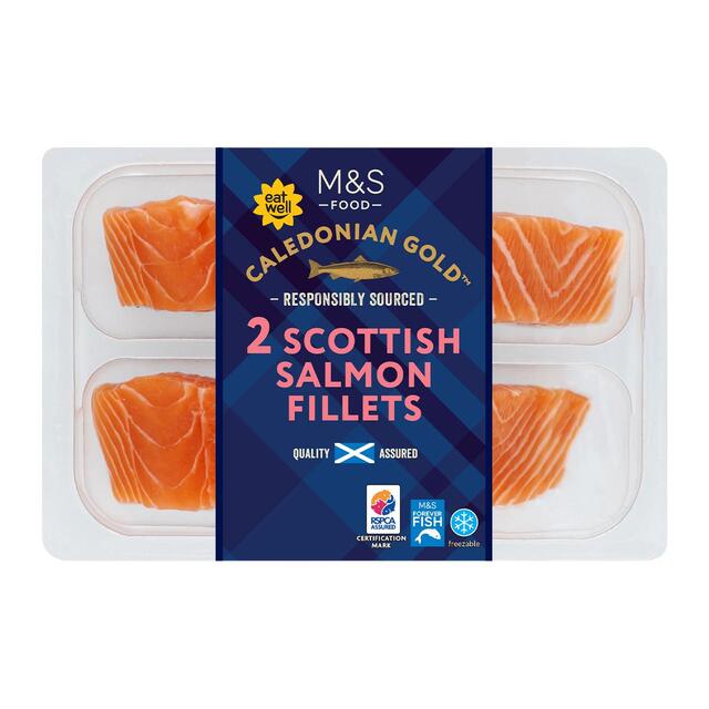 M&S Scottish 2 Salmon Fillets Skin On