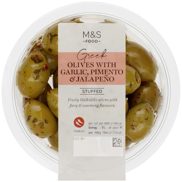 M&S Olives with Garlic, Pimento & Jalapeno thumbnail 3