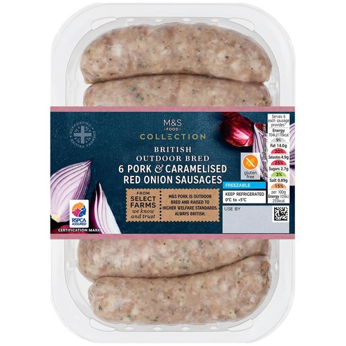 M&S Collection British 6 Pork & Caramelised Onion Sausages