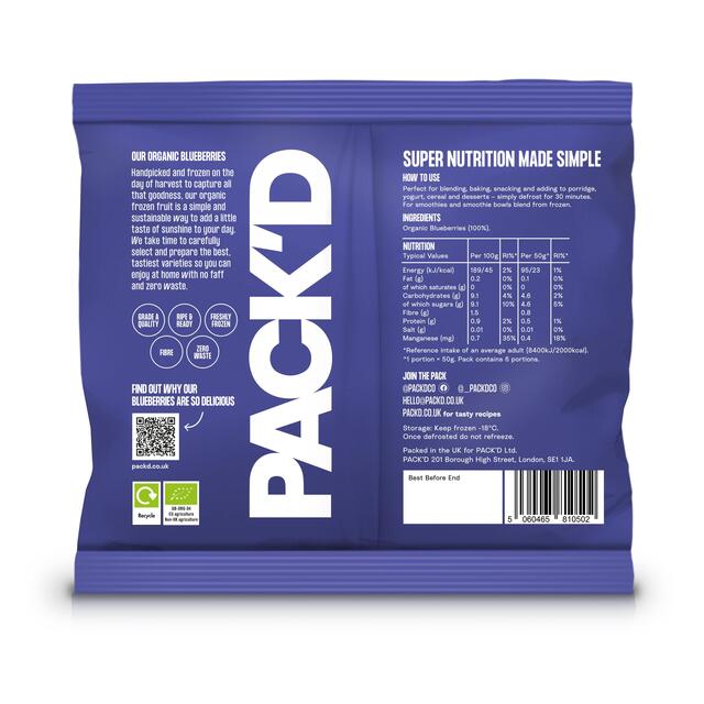 PACK'D Organic & Large Sun-Ripened Blueberries thumbnail 2