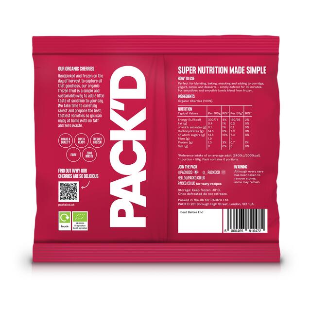 PACK'D Organic & Sweet Pitted Cherries thumbnail 2