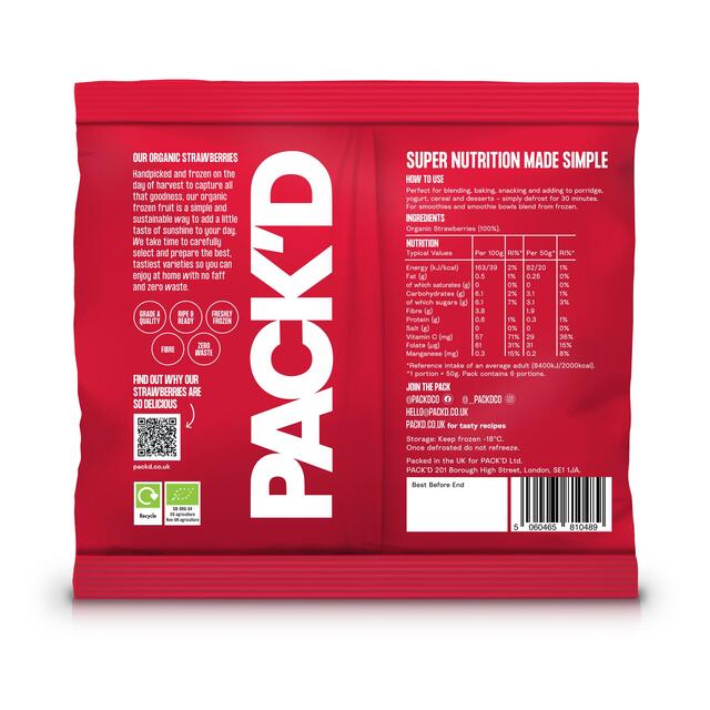 PACK'D Organic & Ripe Diced Strawberries thumbnail 2