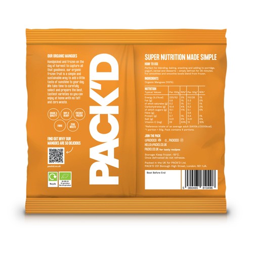 PACK'D Organic & Sweet Chopped Mango thumbnail 2