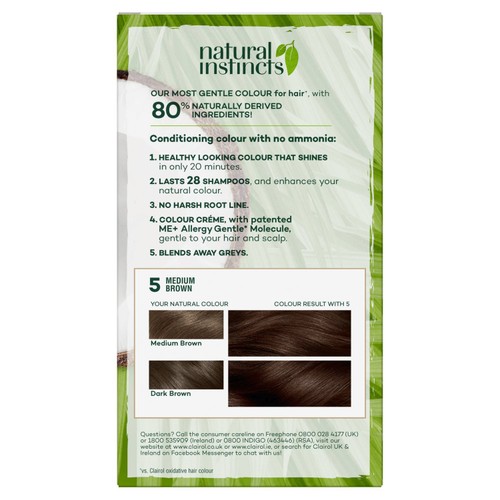 Clairol Natural Instincts Hair Dye 5 Medium Brown  thumbnail 3