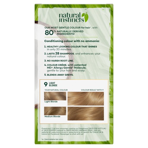 Clairol Natural Instincts Hair Dye 9 Light Blonde thumbnail 3