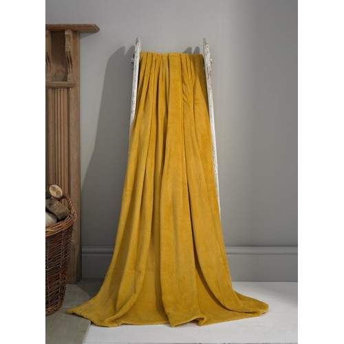 Deyongs Snuggle Touch Fleece Mustard Throw thumbnail 3