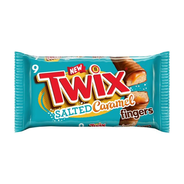 Twix Salted Caramel & Milk Chocolate Fingers Biscuit Snack Bars Multipack thumbnail 2
