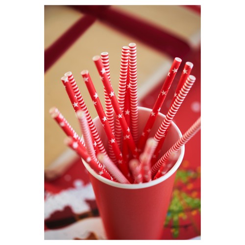 Red & White Recyclable Paper Straws thumbnail 4