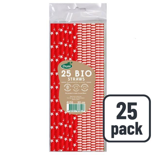 Red & White Recyclable Paper Straws