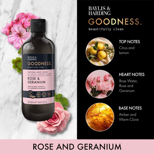 Baylis & Harding Goodness Rose & Geranium Body Wash thumbnail 3