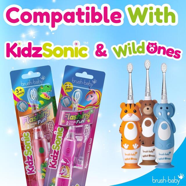 Brush-Baby KidzSonic Replacement Toothbrush Heads, 3-6 Yrs thumbnail 2