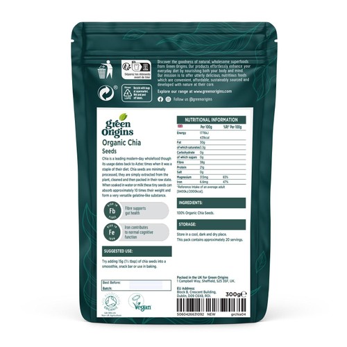 Green Origins Organic Raw Chia Seeds thumbnail 2