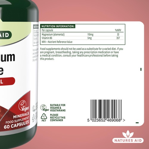 Natures Aid Magnesium Citrate Supplement Capsules 119mg thumbnail 6