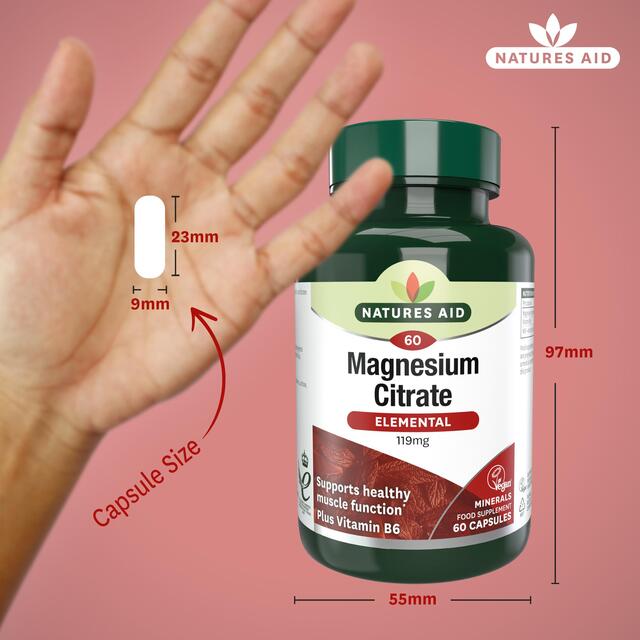 Natures Aid Magnesium Citrate Supplement Capsules 119mg thumbnail 3