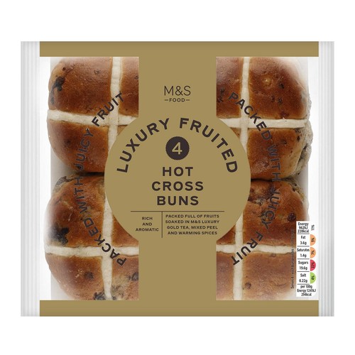M&S 4 Luxury Fruited Hot Cross Buns thumbnail 3