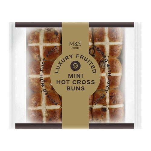 M&S 9 Mini Luxury Fruited Hot Cross Buns