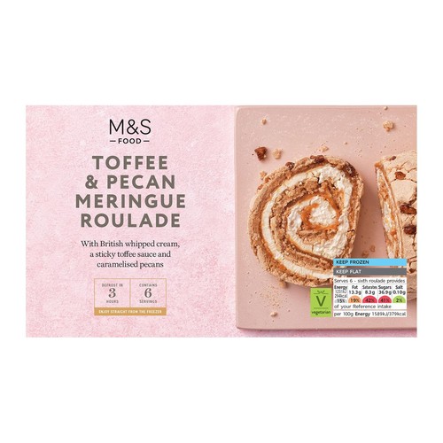 M&S Toffee & Pecan Meringue Roulade Frozen thumbnail 3